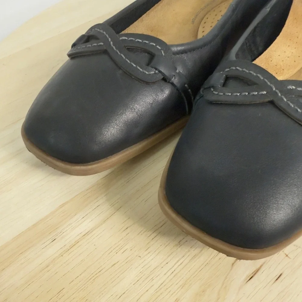 Clarks Collection Women's Shoes Blue Leather Mary Jane Flats Size 10M‎